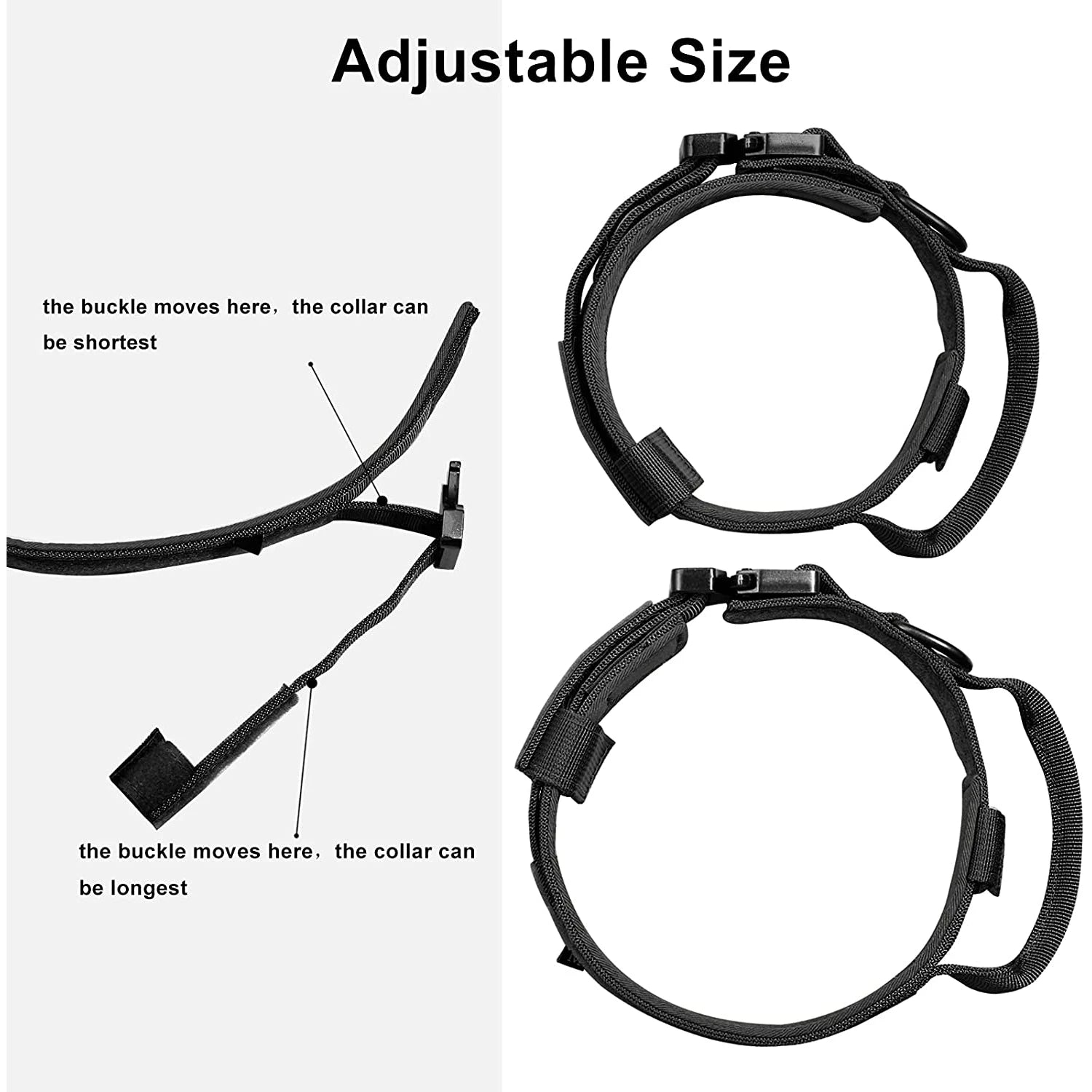 Heavy-Duty Tactical Dog Collar – Padded Adjustable K9 Collar with Metal Buckle
