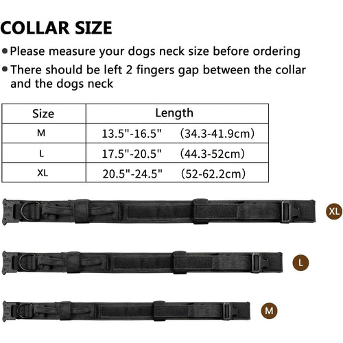 Heavy-Duty Tactical Dog Collar – Padded Adjustable K9 Collar with Metal Buckle