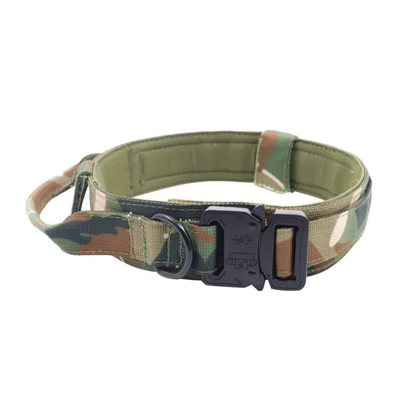 Heavy-Duty Tactical Dog Collar – Padded Adjustable K9 Collar with Metal Buckle